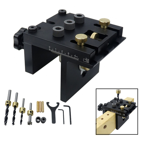 3 in 1 Woodworking Doweling Jig Kit With Positioning Clip Adjustable Drilling Guide Puncher Locator Carpentry DIY Tools ► Photo 1/6