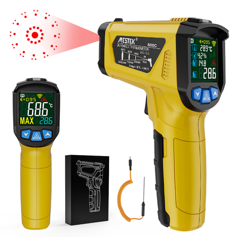MESTEK Digital infrared Thermometer IR laser Temperature Gun -50~800C LCD Screen Humidity Meter Pyrometer infrared thermometer ► Photo 1/6