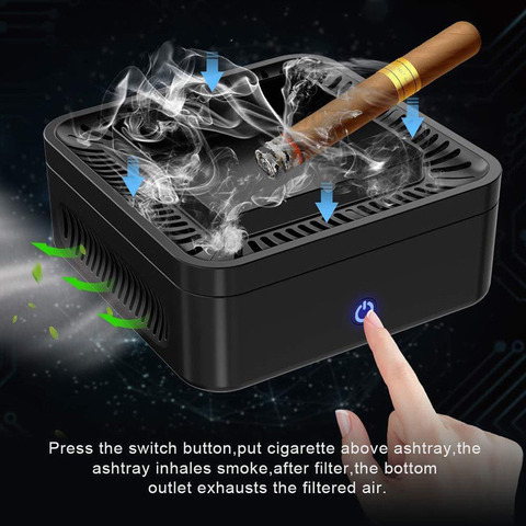 Ashtray Portable USB Rechargeable Smokeless Ashtray Secondhand Smoke Air Filter Purifier Home Office Car Holder ► Photo 1/1