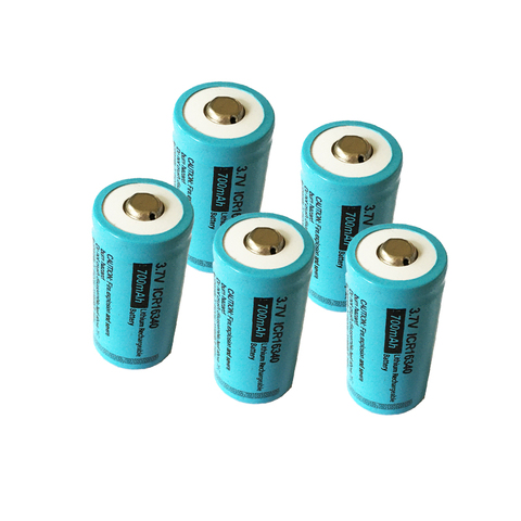 5pcs PKCELL Size 17*34.5MM Liion Rechargeable Battery ICR 16340 700mAh 3.7V ICR16340 Li-ion Battery For Flashlights ► Photo 1/3