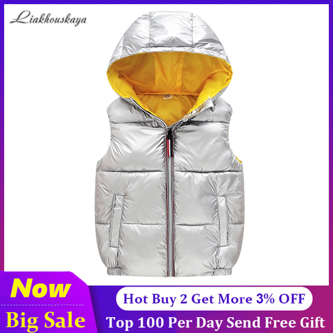 Windproof Waterproof Hooded Child Waist Coat Children Outerwear Winter Coats Warm Cotton Baby Boys Girls Vest Kids Clothes ► Photo 1/6