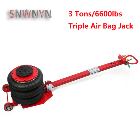 New Arrival 3 Tons/6600lbs Folding Triple Air Bag Jack Pneumatic Car Jack Stand Automotive Lifting Tools Red ► Photo 1/6