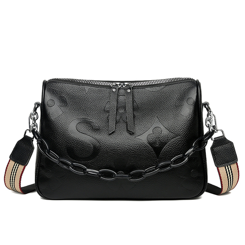 Cowhide Letter printing Handbag Designer Genuine Leather Women Shoulder bag Chains Female Tote Luxury Brand Ladies Messenger Bag ► Photo 1/6