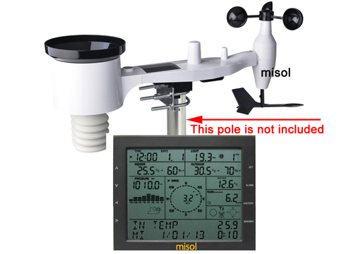 MISOL / professional weather station / wind speed /direction rain meter pressure temperature humidity UV / with solar charge ► Photo 1/6