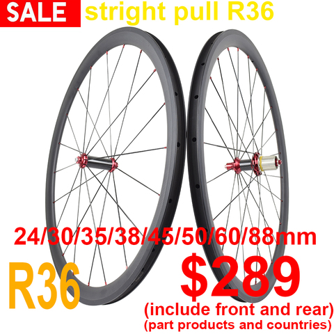 Straight pull R36 hub Road Bike carbon wheels 24/30/35/38/45/50/60/75/82/88mm clincher carbon wheels tubular carbon wheels ► Photo 1/5