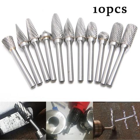 10pcs Drill Bit Set For Metal Shank Grinding Head Tungsten Carbide Milling Cutter Rotary Drills For Iron Steel Carbon Steel ► Photo 1/6