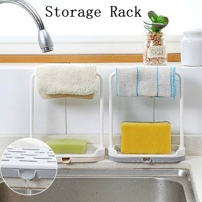 Kitchen Storage Rack Towel Sponge Drain Racks Rag Dishcloth Hanging Rack Bathroom Soap Holder Sink Desktop Organizer ► Photo 1/5