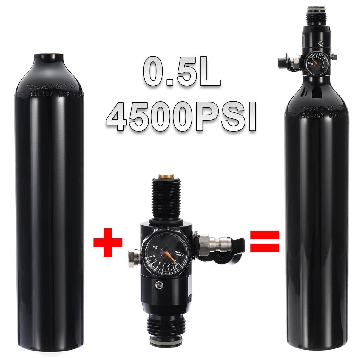 4500psi PCP Cylinder Tank 0.45L Compressed Air Bottle w/ Regulator For Airsoft 