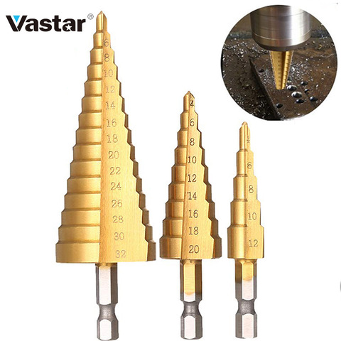 4-12 4-20 4-32 mm HSS Titanium Coated Step Drill Bit Drilling Power Tools for Metal High Speed Steel Wood Hole Cutter Cone Drill ► Photo 1/6
