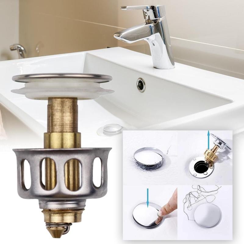 Bounce Drain Filter Plug Washbasin Stainless Steel Sink Up Stopper Bathroom Accessory Alitools - Bathroom Sink Plunger Plug