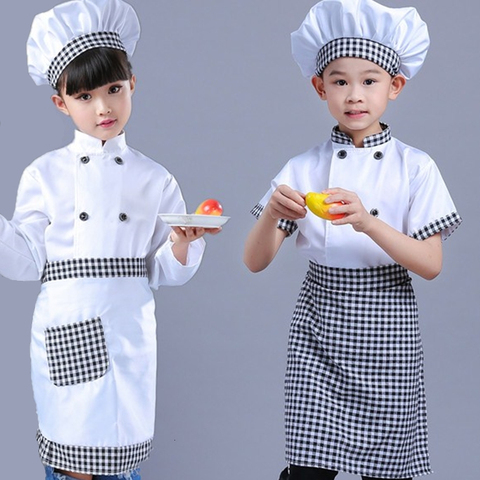 Kid Costume for Chef Uniform Jacket Children Cosplay Kitchen Restaurant Clothing Kindergarten Performance Boys Girls Clothes Set ► Photo 1/6