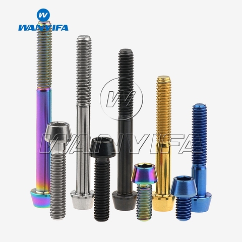 Wanyifa Titanium Bolt M6 x 10 15 16 18 20 25 30 35 40 45 50 55 60 65mm Allen Key Taper Head Bolt Screw for Bicycle Headset Brake ► Photo 1/6