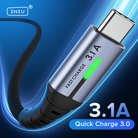INIU USB Type C Cable 3.1A Fast USB Charging Type-C Charger USB-C Data Cord For Huawei P40 Samsung S20 S9 Xiaomi Redmi Note 9 8 ► Photo 1/6