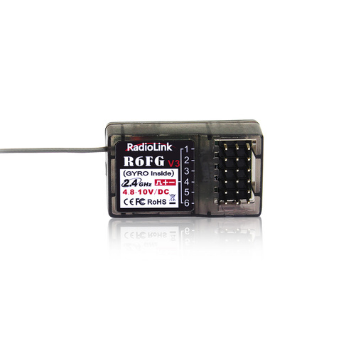 Radiolink R6FG 6 Channels 2.4G Receiver with Gyro and HV Servo Long Range Control for RC Crawler/Drifting RC4GS V2/RC6GS V2/T8FB ► Photo 1/6