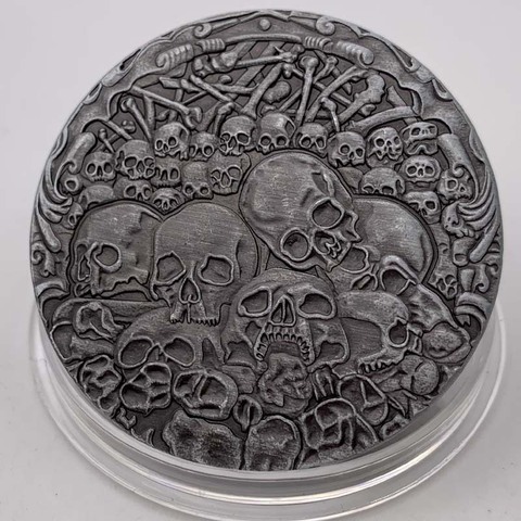 Cameo Cathedral Bas-relief skull Silver Coin Halloween Silver Plated Replica Coins Souvenir GIFTS ► Photo 1/5