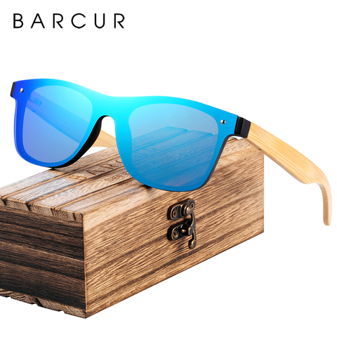 BARCUR Fashion Wooden Sunglasses Men Bamboo Temple Sun Glasses Women Wood Glasses Oculos de sol masculino ► Photo 1/6