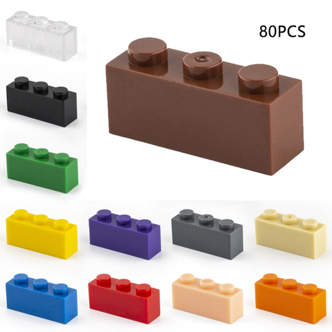 80pcs  Building Blocks  1x3 Dots Thick Figures Bricks Educational Creative Size Fit Other Brand Plastic DIY Toys Accessorie 3622 ► Photo 1/6