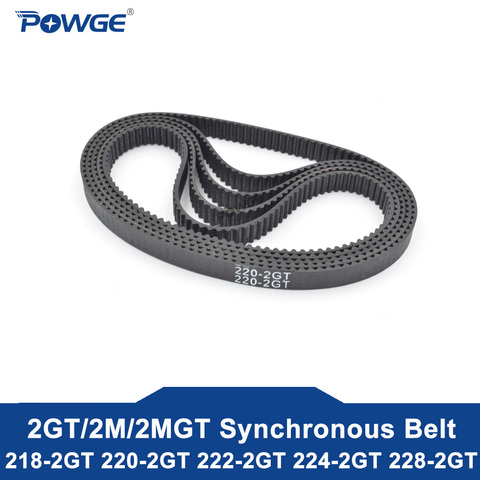 POWGE 2MGT 2M 2GT Synchronous Timing belt Pitch length 218/220/222/224/228 width 6mm/9mm Teeth 109 110 111 112 114 Rubber closed ► Photo 1/5