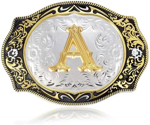 Western Belt Buckle Initial Letters ABCDMRJ to Z Cowboy Rodeo Small Gold Belt Buckles for Men Women ► Photo 1/6
