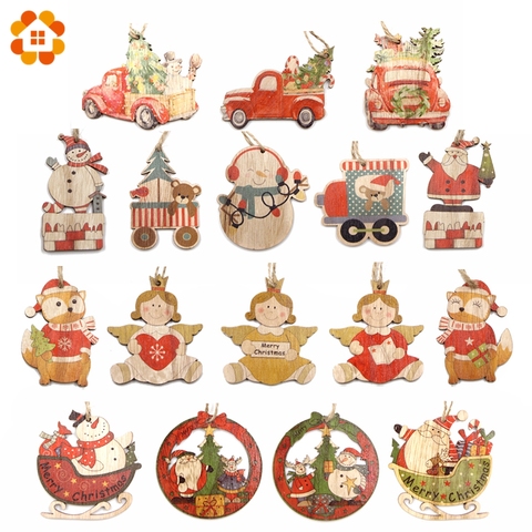 3PCS/Lot Multi Styles Printed Christmas Wooden Pendants Ornaments Wood Craft Gifts DIY Hanging Ornaments Christmas Decorations ► Photo 1/6