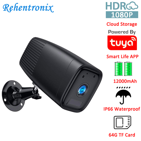 Outdoor IP66 12000mAh Tuya Rechargeable Battery Camera PIR 2-Way Audio CCTV Security Cloud Storage Camera System Smart Life APP ► Photo 1/6