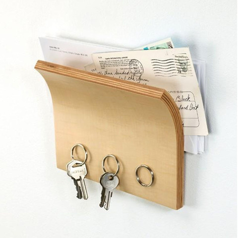 Wooden magnet key holder multifunctional storage rack wooden storage device wall-mounted key ring magnetic hook WF1019 ► Photo 1/4