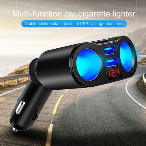 Car Cigarette Lighter USB Splitter Plug Converter For Phone MP3 DVR 5V 3.1A Dual USB Socket Adapter Voltage Monitor Auto Car ► Photo 1/6