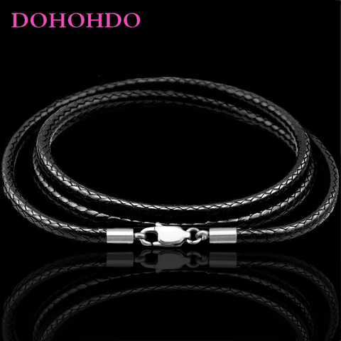 1-3mm Leather Cord Necklace 40-80cm Cord Wax Rope Lace Chain With Stainless Steel Lobster Clasp For DIY Pendant Necklace Jewelry ► Photo 1/6