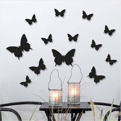 12pcs/lot 3D Solid Color Butterfly Wall Stickers Wedding Blue Yellow Beautiful Butterflies for Kids Room Wall Decals Decoration ► Photo 1/5