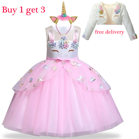 2022 Baby Girl Summer Clothes Princess Dress Elegant Kids Dresses For Girls Clothing Wedding Unicorn Party Dress 7 6 2 10 Years ► Photo 1/6