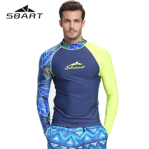 Sbart Men Rash Guard Surfing Diving Suits Swimwear Long Sleeve Suit Swim Floatsuit Tops UV Swimming RashGuard Prevent Jellyfish ► Photo 1/6