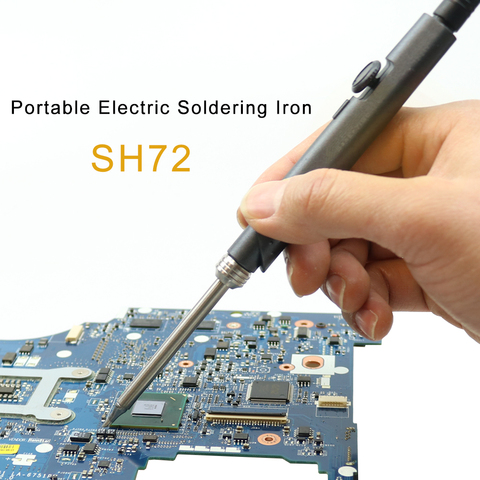 SH72 65W Mini Electric Soldering Iron Adjustable Temperature Portable Solder Welding Station DC Power Input 220-400C with tin ► Photo 1/6