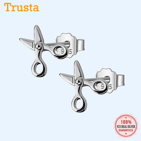 Trusta 100% 925 Sterling Silver Women's Fashion Cute Tiny Scissor Stud Earrings Gift for School Girls Daughter's Gift DS37 ► Photo 1/6