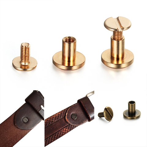 10sets 5mm/6.5mm/8mm Solid Screw Nail Rivet Double Flat Head Belt/strap Rivets Luggage Leather Metal Craft Copper High Quality ► Photo 1/6