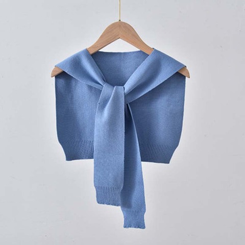 Korean Woolen Knit Warm Shawl Winter Female Blouse Shoulders Fake Collar Cape Knotted Scarf  Solid Color Neck Guard Scarve O42 ► Photo 1/6