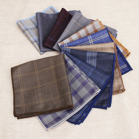 Brand Men's Vintage Plaid Striped Solid Cotton Handkerchief Pocket Square Hankies Luxury Chest Towel Prom Wedding Party Gifts ► Photo 1/6