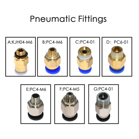 10pcs/lot 3d peinter parts Pneumatic Fittings PC4-M6 many type For 4mm PTFE Tube connector Coupler PC4 3d printer accessories ► Photo 1/6