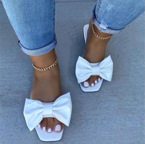 Spring/summer new 2022 outdoor flat leather bow non-slip beach lady slippers casual all-match fashion women sandals ► Photo 1/6