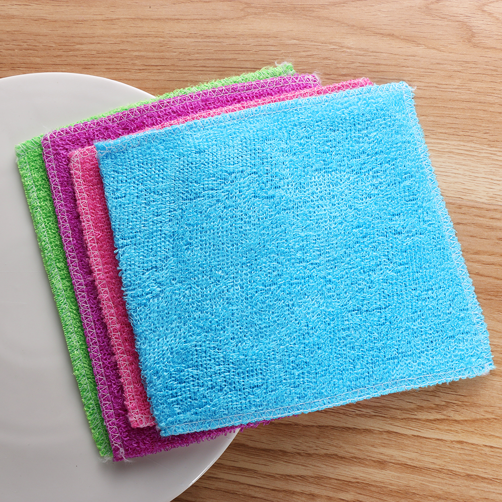 Anti-grease Bamboo Fiber Dish Cloth Cleaning Rags Washing Towel Scouring Pad 