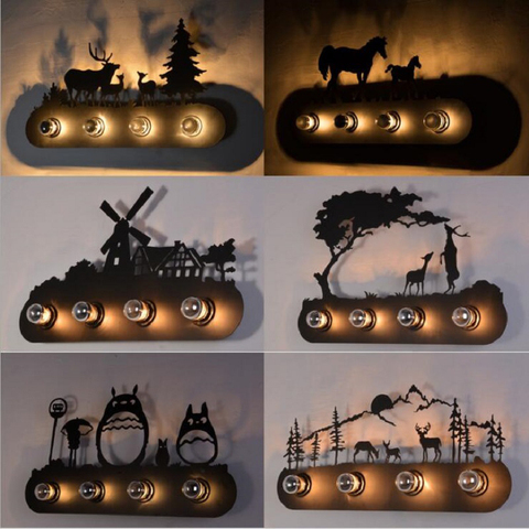 Animal style Vintage American country restaurant Fashion creative industrial horse Wall Lamp E27 lighting for Bar Bedroom Study ► Photo 1/6