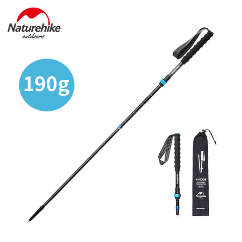 Naturehike ST12 Folding Walking Stick 4-section Ultralight 190g Carbon Fibers Stick Customized Walking Camping Trekking Sticks ► Photo 1/6