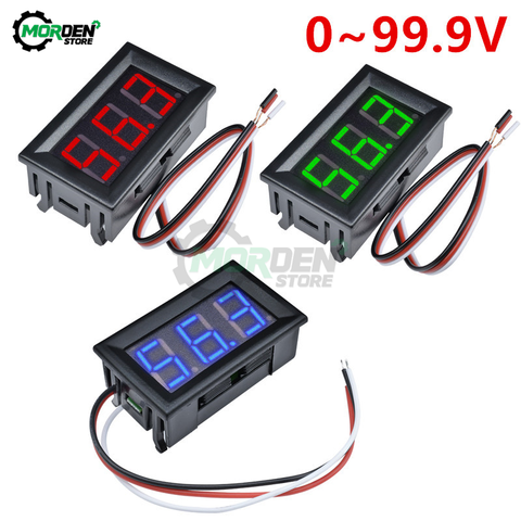 0.56Inch DC 0-100V Mini LED Display Digital Voltmeter Gauge Voltage Tester 3 Wires Volt Panel Meter Red/Blue/Green ► Photo 1/6