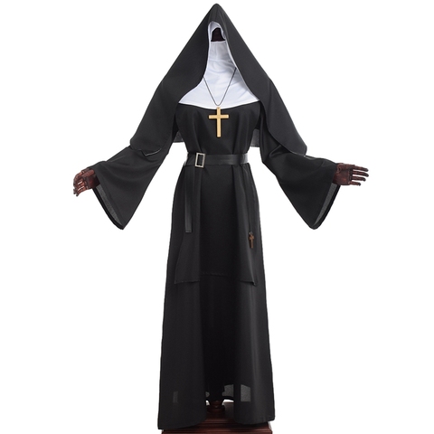 Halloween Dress Nun Costume Cosplay Women The Virgin Mary Carnival Demonic Scary vestido medieval ► Photo 1/6