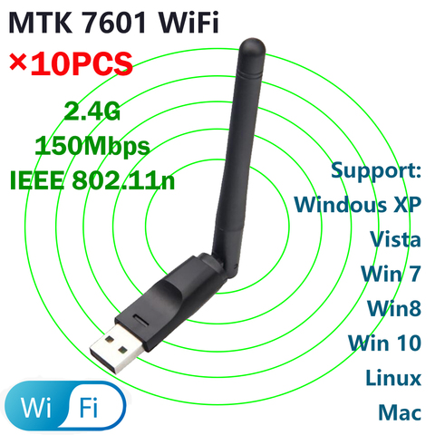 [10PCS] 7601 WiFi USB WiFi Antenna with MTK7601 chip 150Mbps 2.4GHz USB2.0 Rotatable Wireless for Satellite Receiver Computer ► Photo 1/6