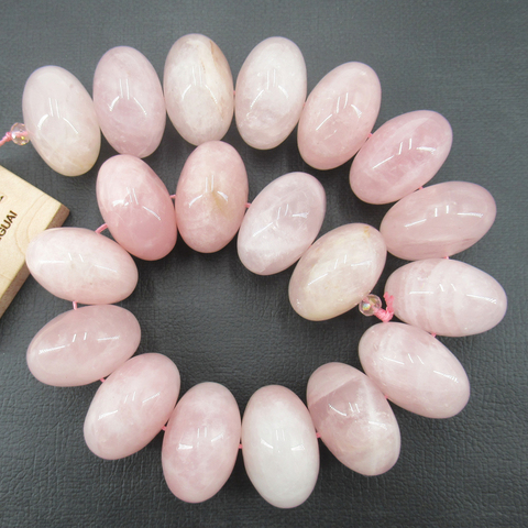 APDGG Large Huge Natural Rondelle Rose Quartz 20x30mm Smooth Pink Quartz Gems stone Beads ► Photo 1/6