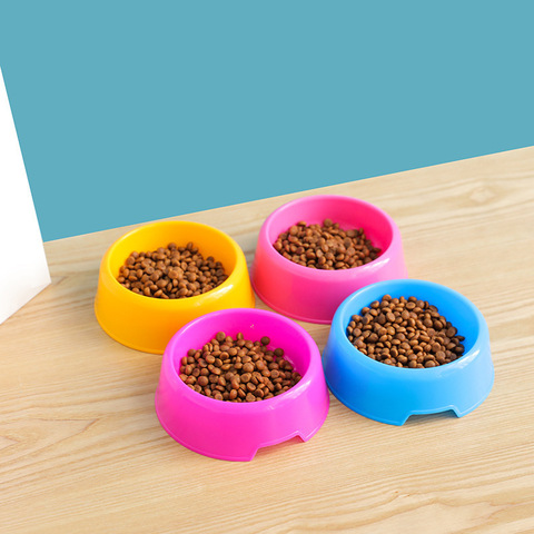 Colorful Pet Bowl Dog Cat Puppy Plastic Round Bowl Travel Feeding Food Water Bowl Dish Dog Food Bowls Pet Products ► Photo 1/6