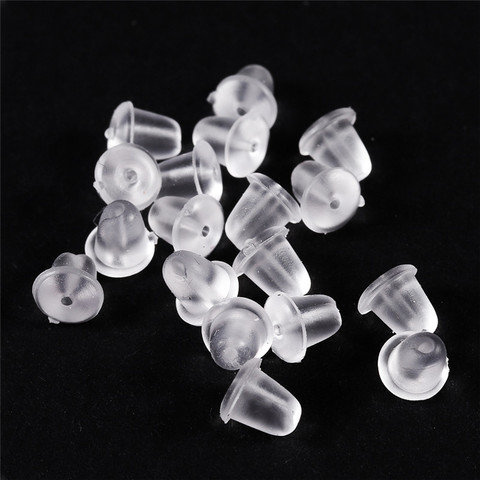 100pcs Diy Earring Components, Including Plastic & Silicone Ear Plugs,  Rubber Ear Stoppers, Silver-plated Earrings