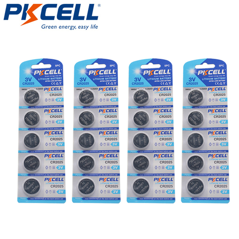 20pcs PKCELL 2025 3v button battery CR2025 DL2025 ECR2025 LM2025 KCR2025 BR2025 pila battery 3 v lithium batteries cell coins ► Photo 1/6