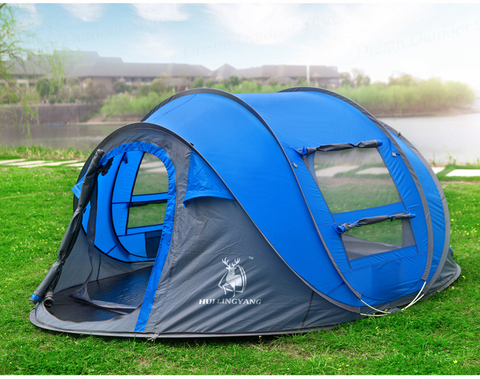 HUI LINGYANG Throw pop up tent 5-6 Person outdoor automatic tents Double Layers large family Tent waterproof camping hiking tent ► Photo 1/6