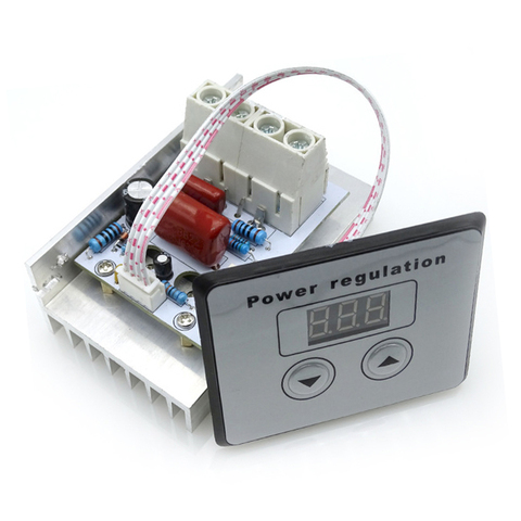 AC 220V 10000W 80A SCR Digital Control Electronic Voltage Regulator Speed Control Dimmer Thermostat Digital Meters Power Supply ► Photo 1/6